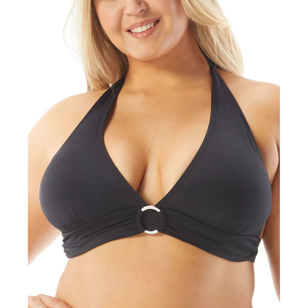 Michael Kors Plus Size Logo Ring Swim Halter Bikini Top Swimsuit Size 16W 16 W